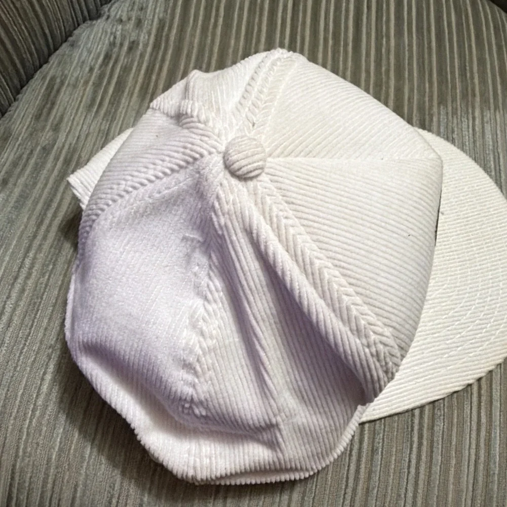 Vintage White Corduroy Hat New England Farmers New Never Worn Horse Plowing